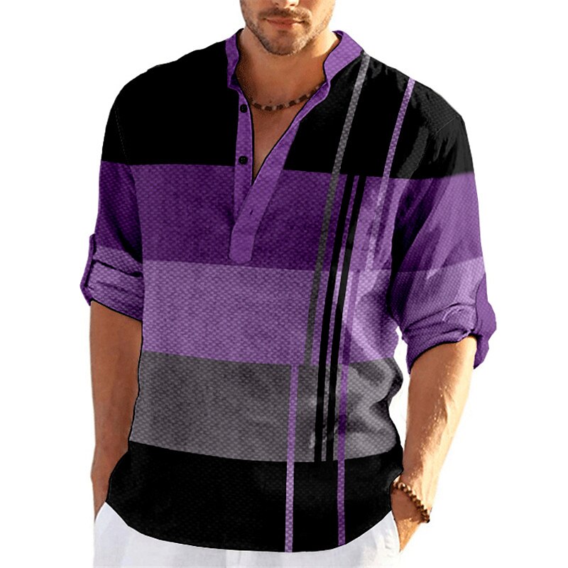 Men's Linen Outdoor Street Fashion Casual Comfortable Breathable Soft Prints Long Sleeves Shirt
