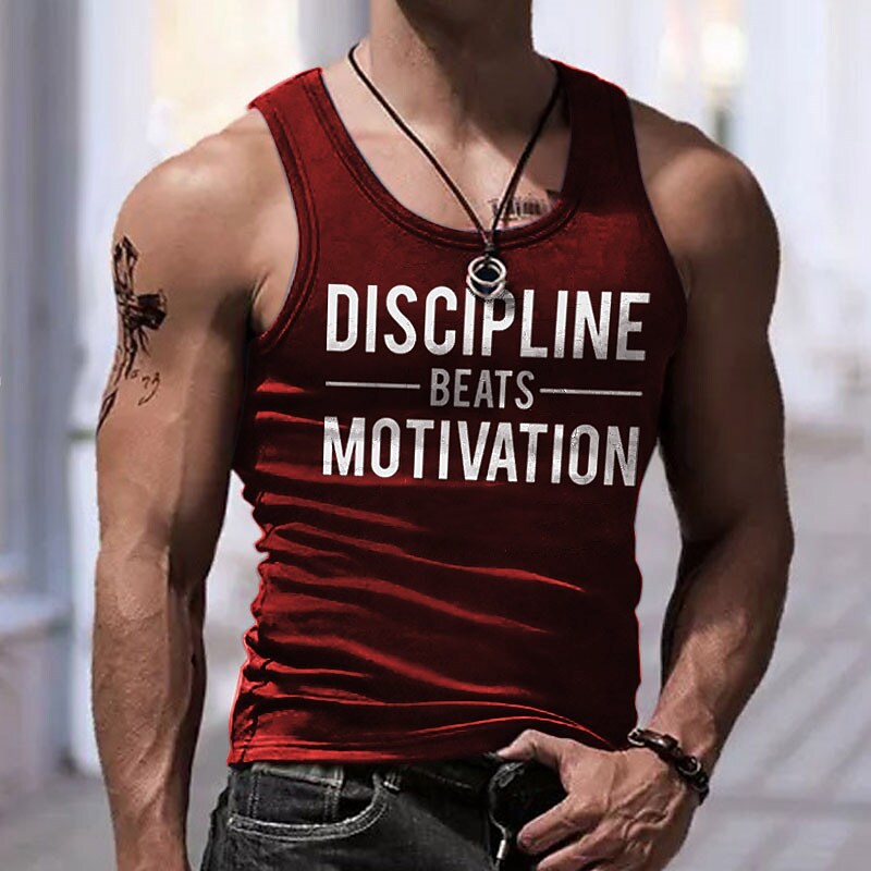 Men's Undershirt Letter Crew Neck Casual Daily Sleeveless Print Cool Casual Top