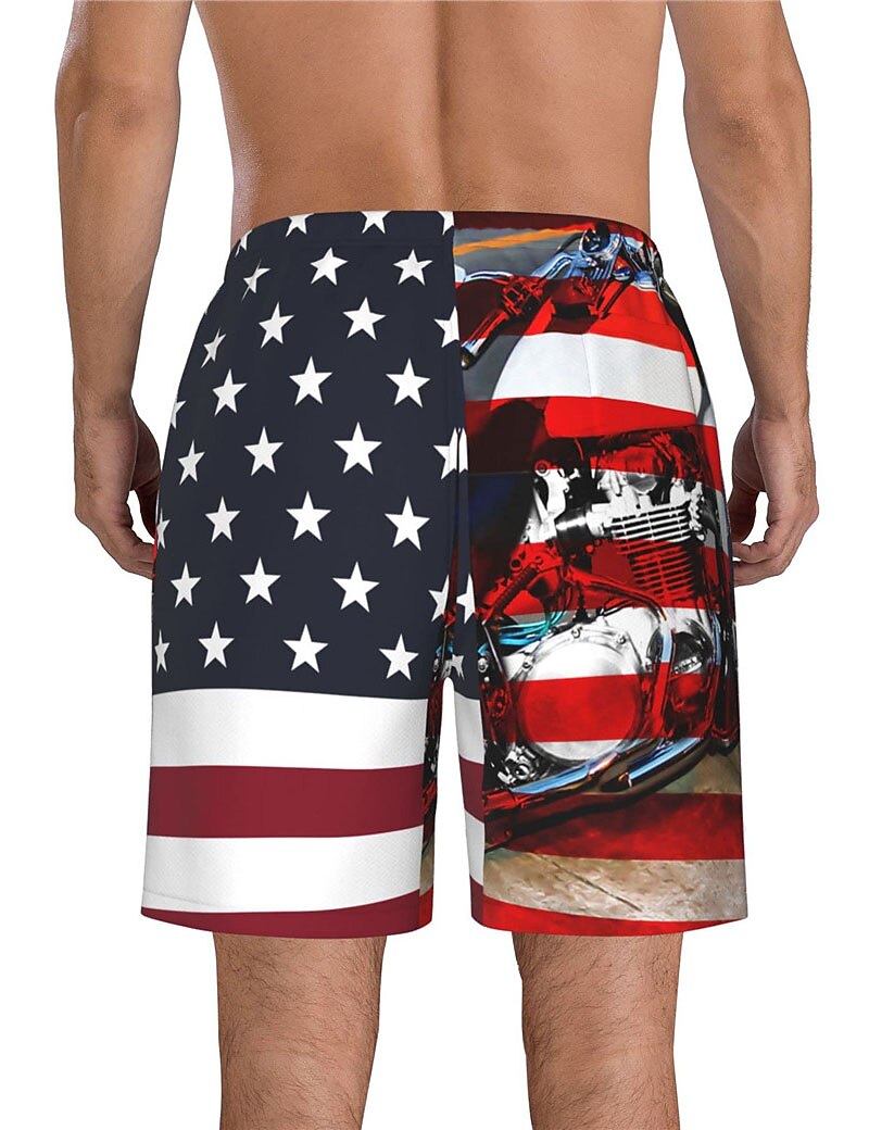 Men's Board Swim Shorts Swim Trunks Drawstring with Mesh lining Elastic Waist Graphic Prints National Flag Quick Dry Short 