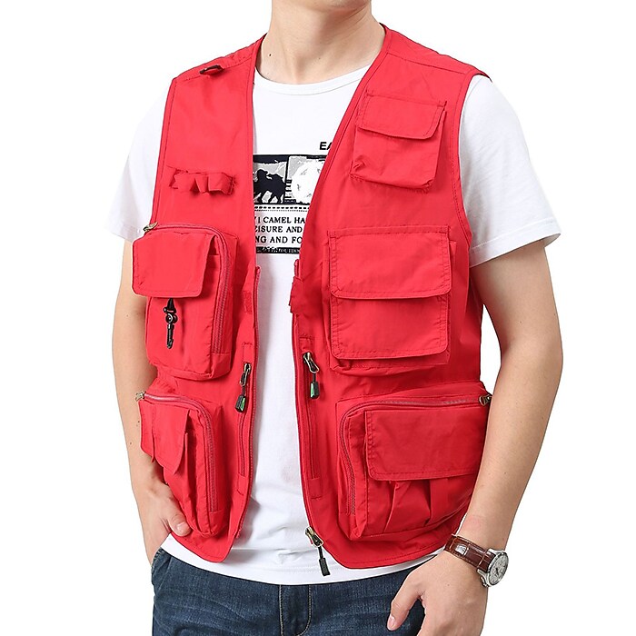 Men's Outdoor Camping Fishing Hunting Quick Dry Muti-pockets Wear Resistant Wind Proof Plain Cargo Vest