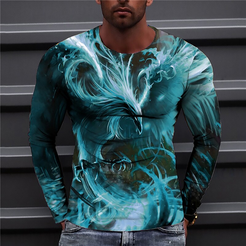 Men's T shirt Graphic Prints Crack Crew Neck 3D Print Holiday Long Sle