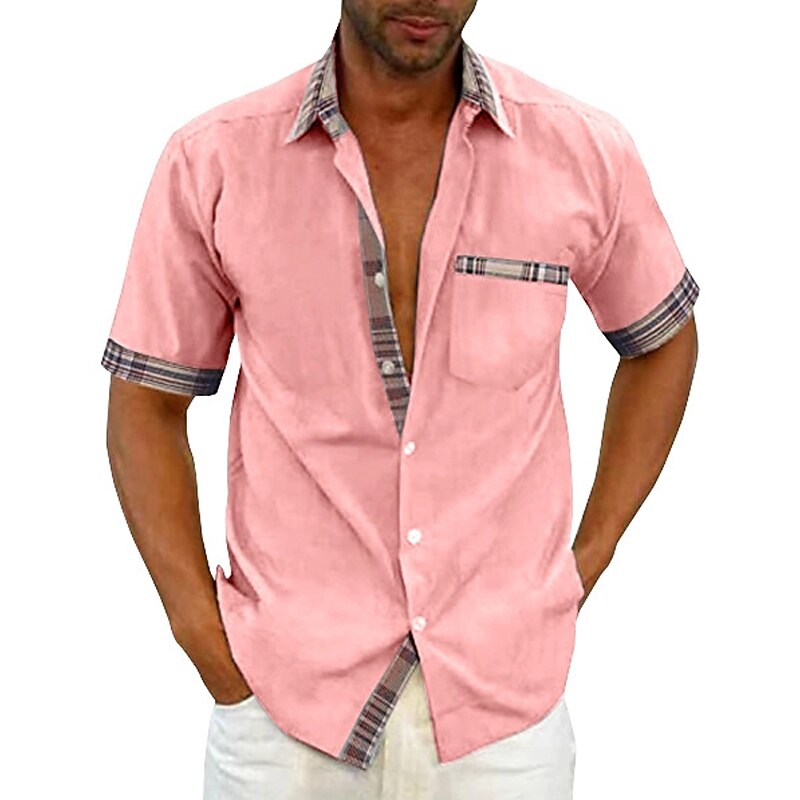 Men's Outdoor Street Casual Fashion Comfortable Breathable Plain Pocket Short Sleeves Shirt