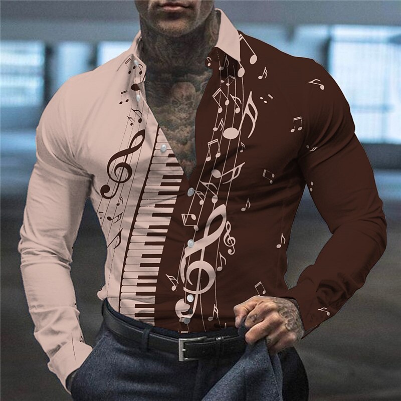 Men's Outdoor Street Vacation Fashion Casual Breathable Light Comfortable Prints Long Sleeve Shirt