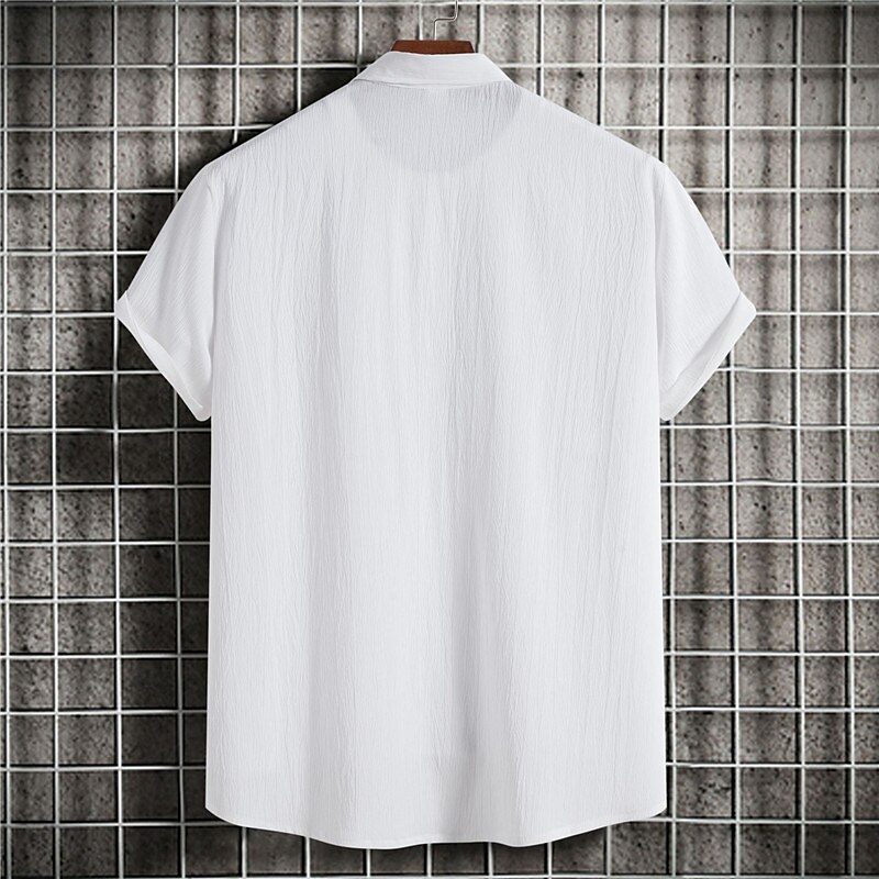 Men's Linen Outdoor Beach Vacation Fashion Casual Breathable Light Comfortable Plain Short Sleeve Shirt