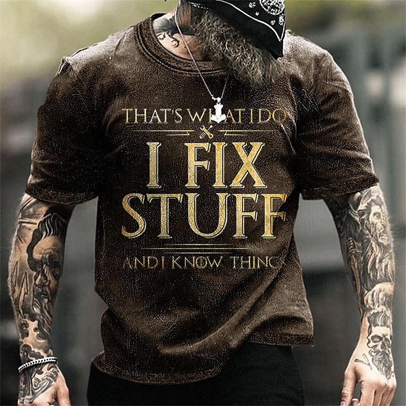 Men's T shirt Tee Graphic 100% Cotton Acid Wash Shirt Graphic Letter Print Crew Neck Wear Vacation Short Sleeve Print Casual Top