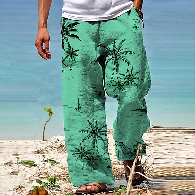 Men's Beach Pants Drawstring Elastic Waist Print Graphic Prints Comfor