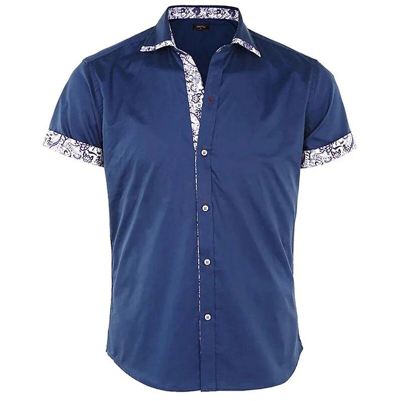 Men's Outdoor Casual Fashion Classic Comfortable Breathable Light Floral Short Sleeve Shirt