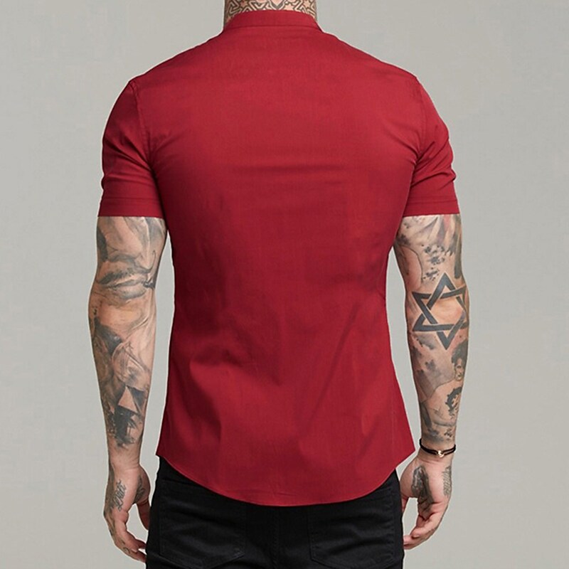 Men's Work Outdoor Casual Plain Collar Fashion Lightweight Comfortable Button Shirt