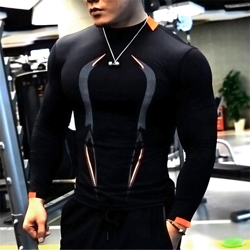 Men's Compression Shirt Running Shirt Long Sleeve Base Layer Athletic Athleisure Winter Breathable Quick Dry Sweat wicking Running Jogging Training Sportswear 