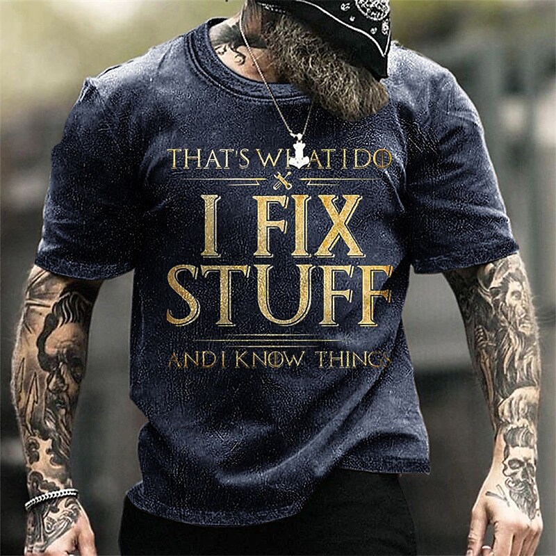 Men's T shirt Tee Graphic 100% Cotton Acid Wash Shirt Graphic Letter Print Crew Neck Wear Vacation Short Sleeve Print Casual Top