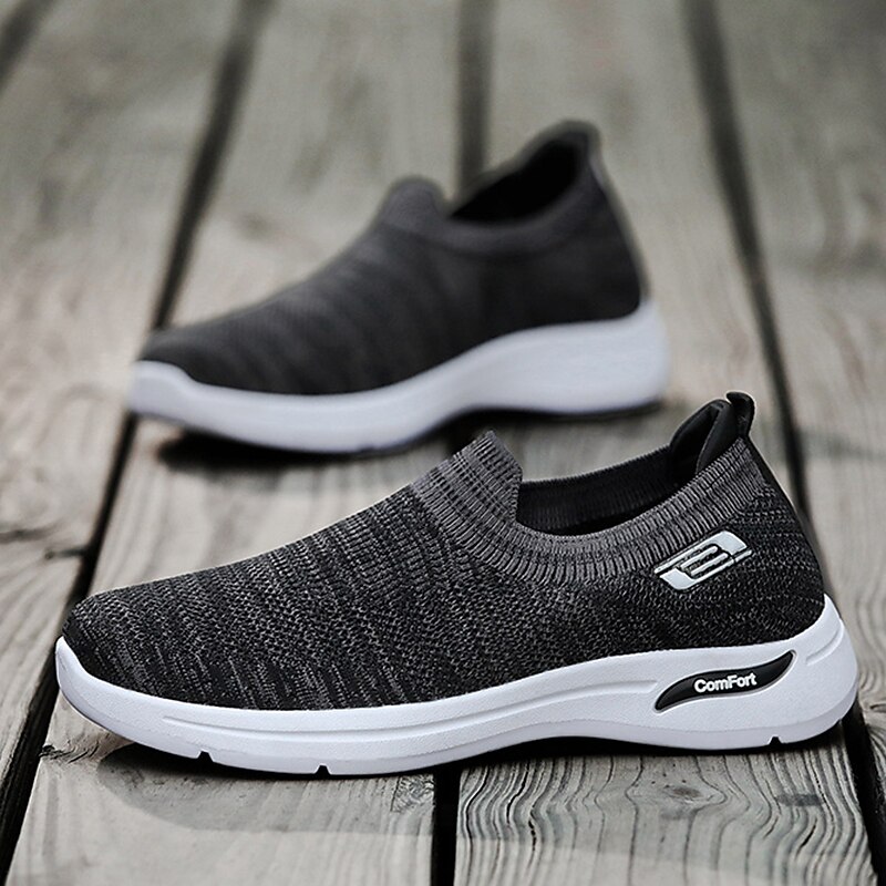 Men's Sneakers Slip On Running Shoes Non-slip Cushioning Breathable Light Soft Running Road Running PVC Knit 