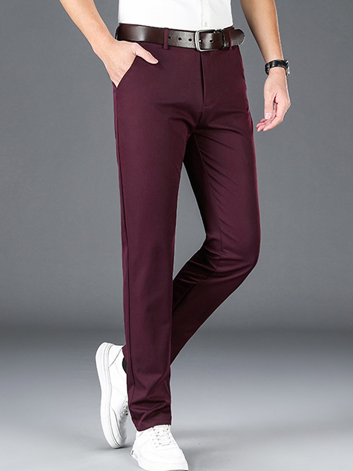 Men's Chinos Chino Pants Pocket Plain Comfort Breathable Outdoor Daily Going out 100% Cotton Fashion Casual Trousers 
