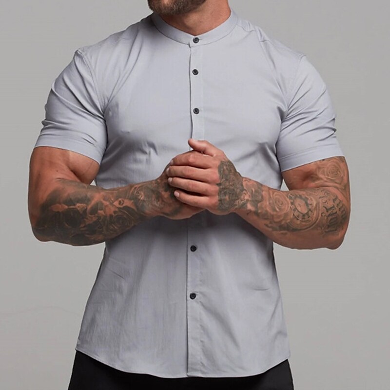 Men's Work Outdoor Casual Plain Collar Fashion Lightweight Comfortable Button Shirt