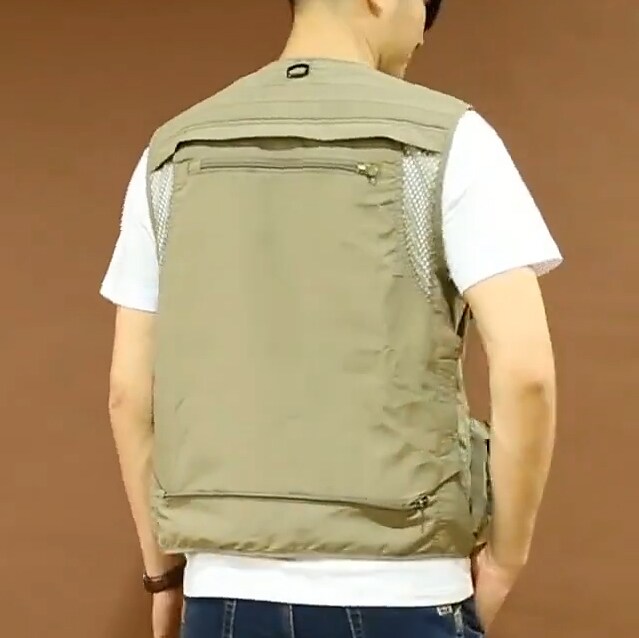 Men's Outdoor Camping Fishing Hunting Quick Dry Muti-pockets Wear Resistant Wind Proof Plain Cargo Vest