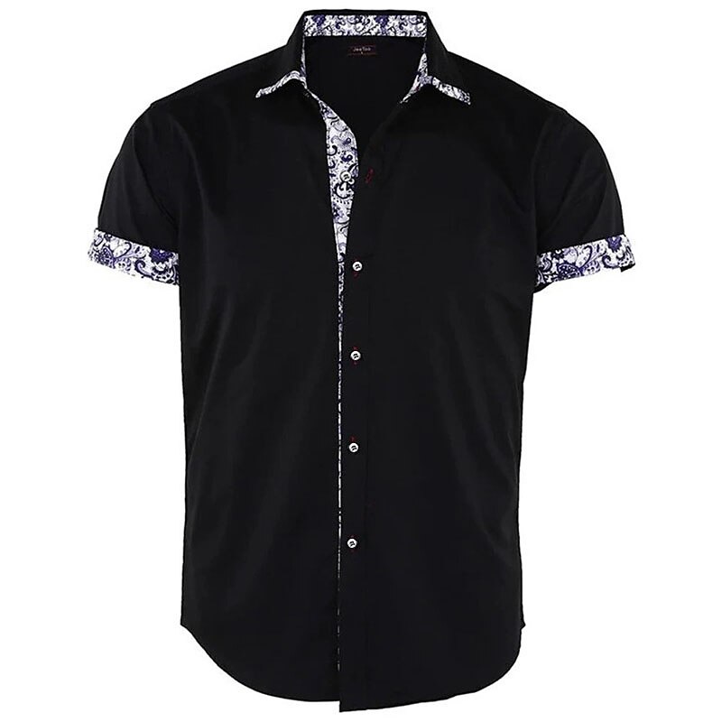 Men's Outdoor Casual Fashion Classic Comfortable Breathable Light Floral Short Sleeve Shirt
