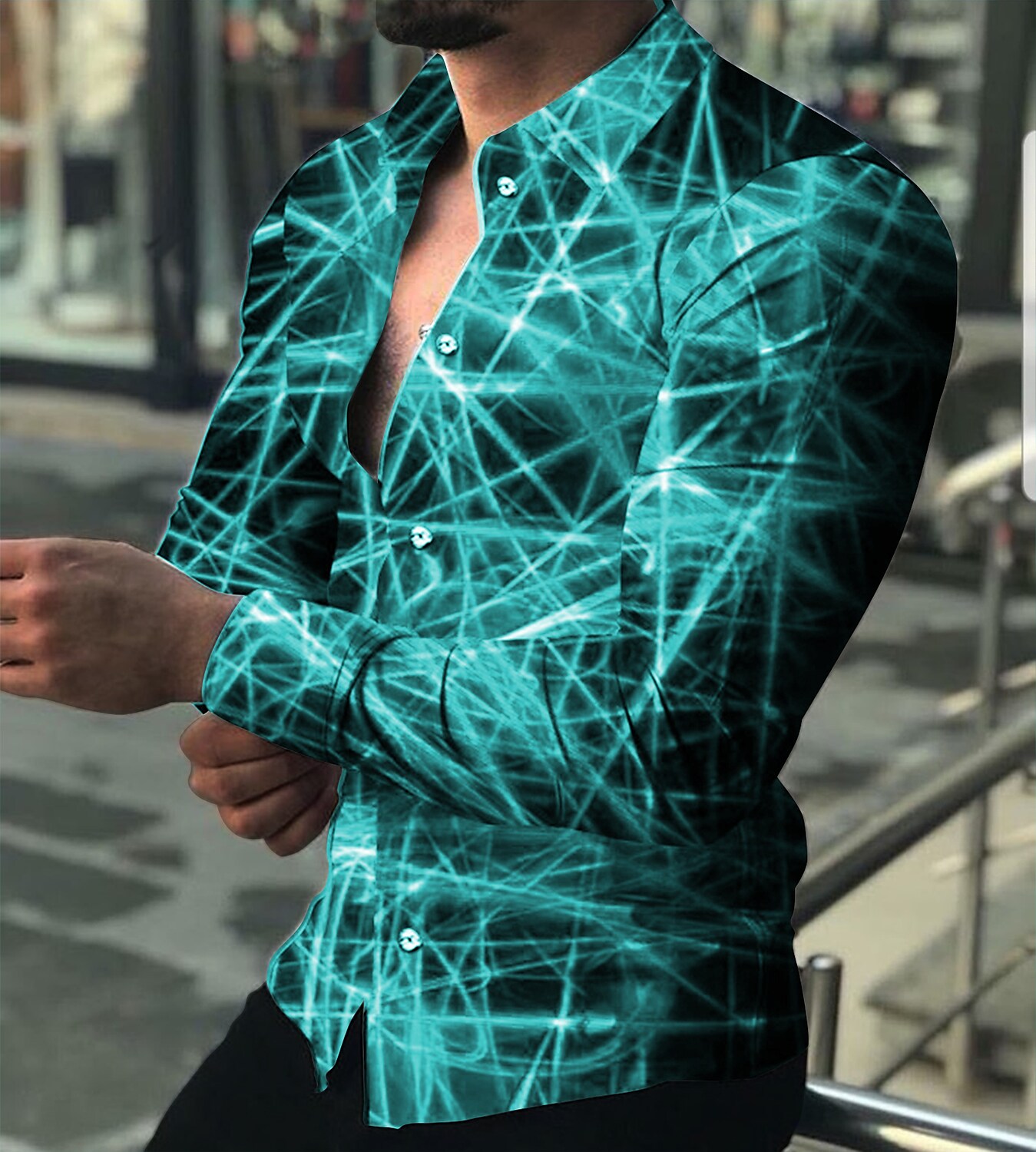 Men's Shirt 3D Print Outdoor Vacation Casual Long Sleeve Button-Down B