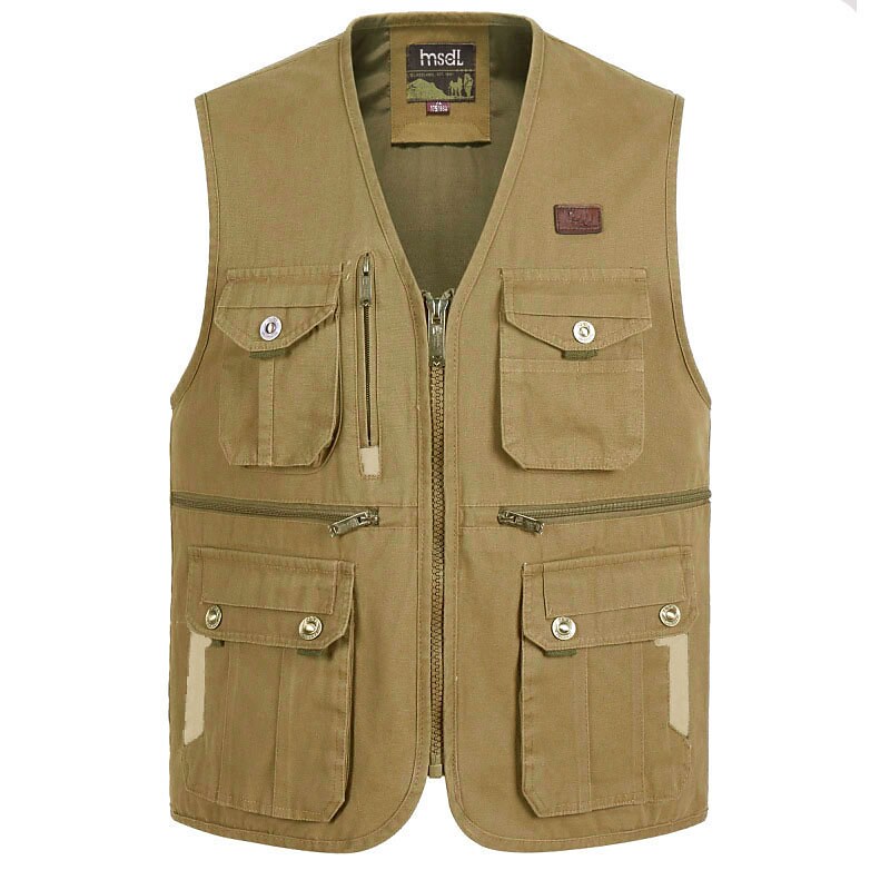 Men's Fishing Hiking Outdoor Camping Hunting multi pocket anti-wind dry lightweight solid color sleeveless vest