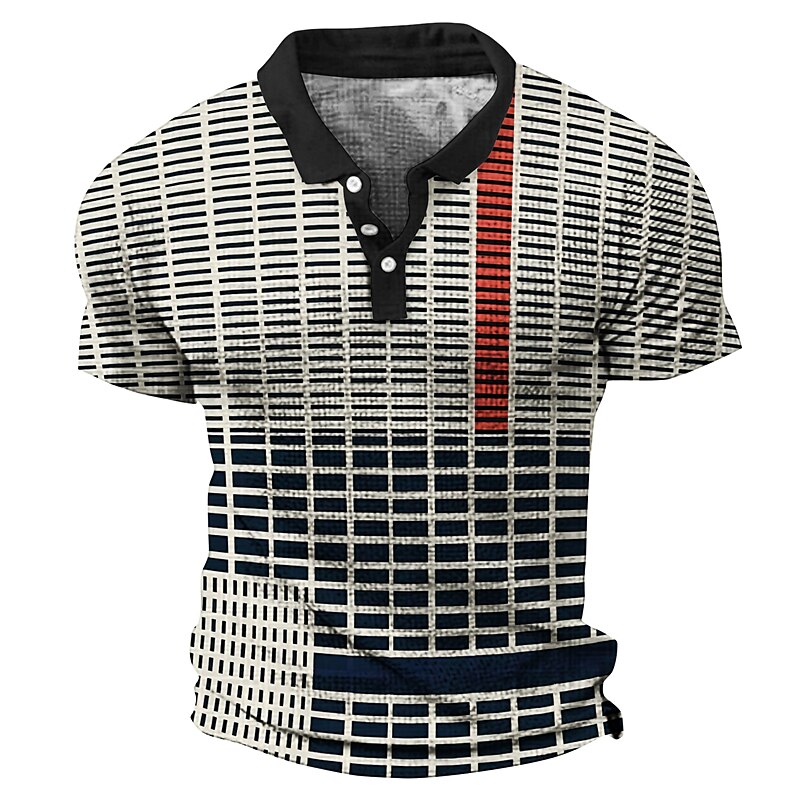 Men's Waffle Outdoor Street Casual Golf Vacation Breathable Comfortable Light Prints Short Sleeve Polo Shirt