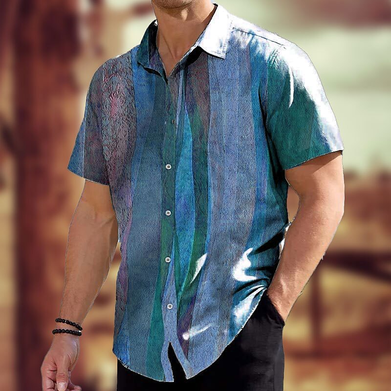 Men's Vintage Outdoor Fashion Street Breathable Comfortable Soft Print Short Sleeves Shirt