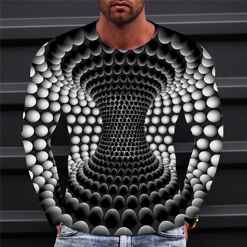 Men's T shirt Graphic Prints Crack Crew Neck 3D Print Holiday Long Sle