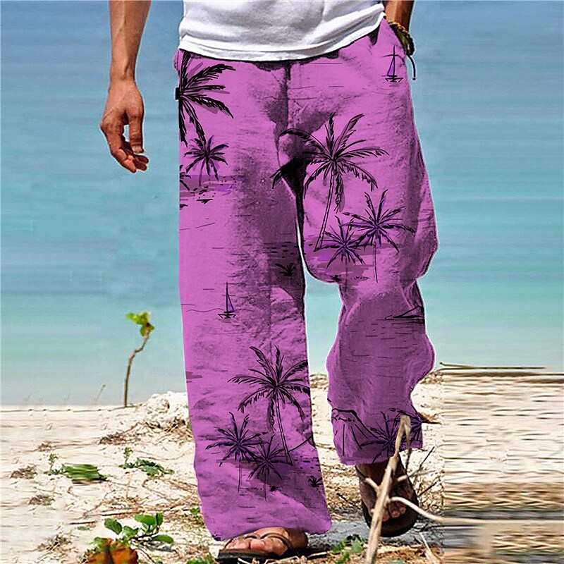 Men's Beach Pants Drawstring Elastic Waist Print Graphic Prints Comfor