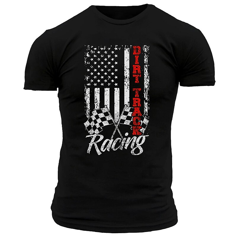 Men's T shirt Graphic Graphic Prints National Flag Crew Neck Hot Stamping Street Vacation Short Sleeves Print Top