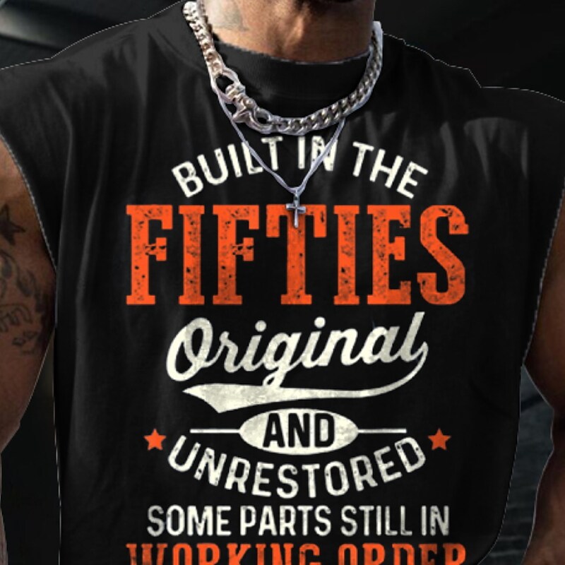 Men's Undershirt Letter Crew Neck Black Casual Daily Sleeveless Print Cool Casual Top