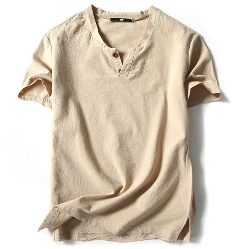 Men's Outdoor Sports Casual Comfortable Breathable Solid Color V-neck Short Sleeves