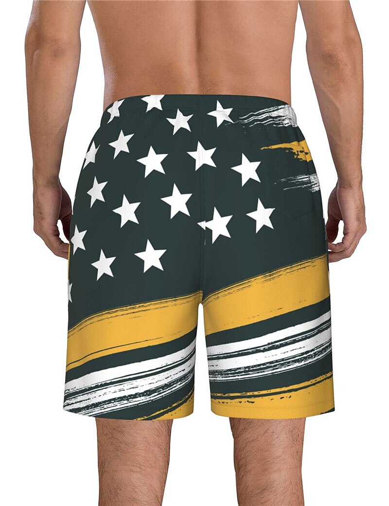 Men's Board Swim Shorts Swim Trunks Drawstring with Mesh lining Elastic Waist Graphic Prints National Flag Quick Dry Short 