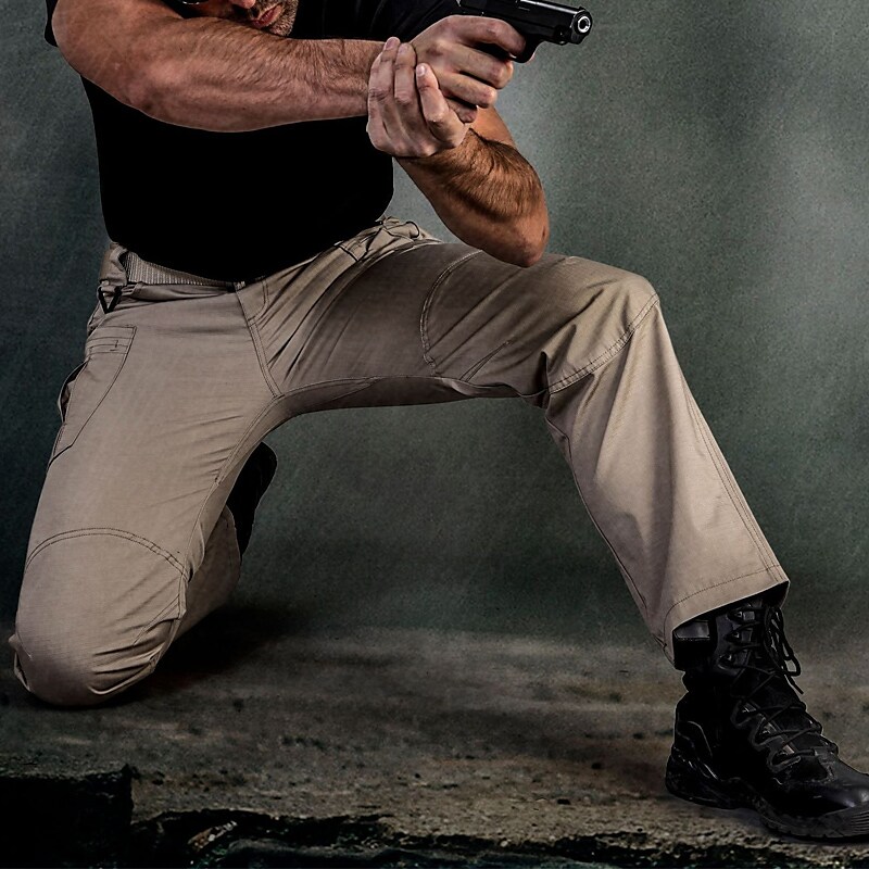 Men's sports outdoor hiking multi-pocket solid color waterproof wear resistant cargo pants