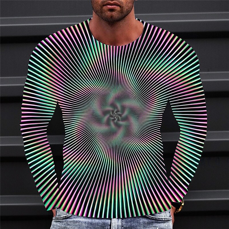 Men's T shirt Graphic Prints Crack Crew Neck 3D Print Holiday Long Sle