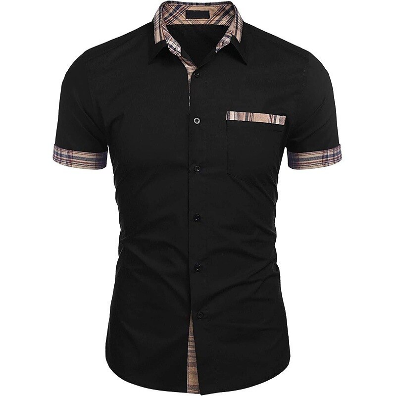 Men's Outdoor Street Casual Fashion Comfortable Breathable Plain Pocket Short Sleeves Shirt