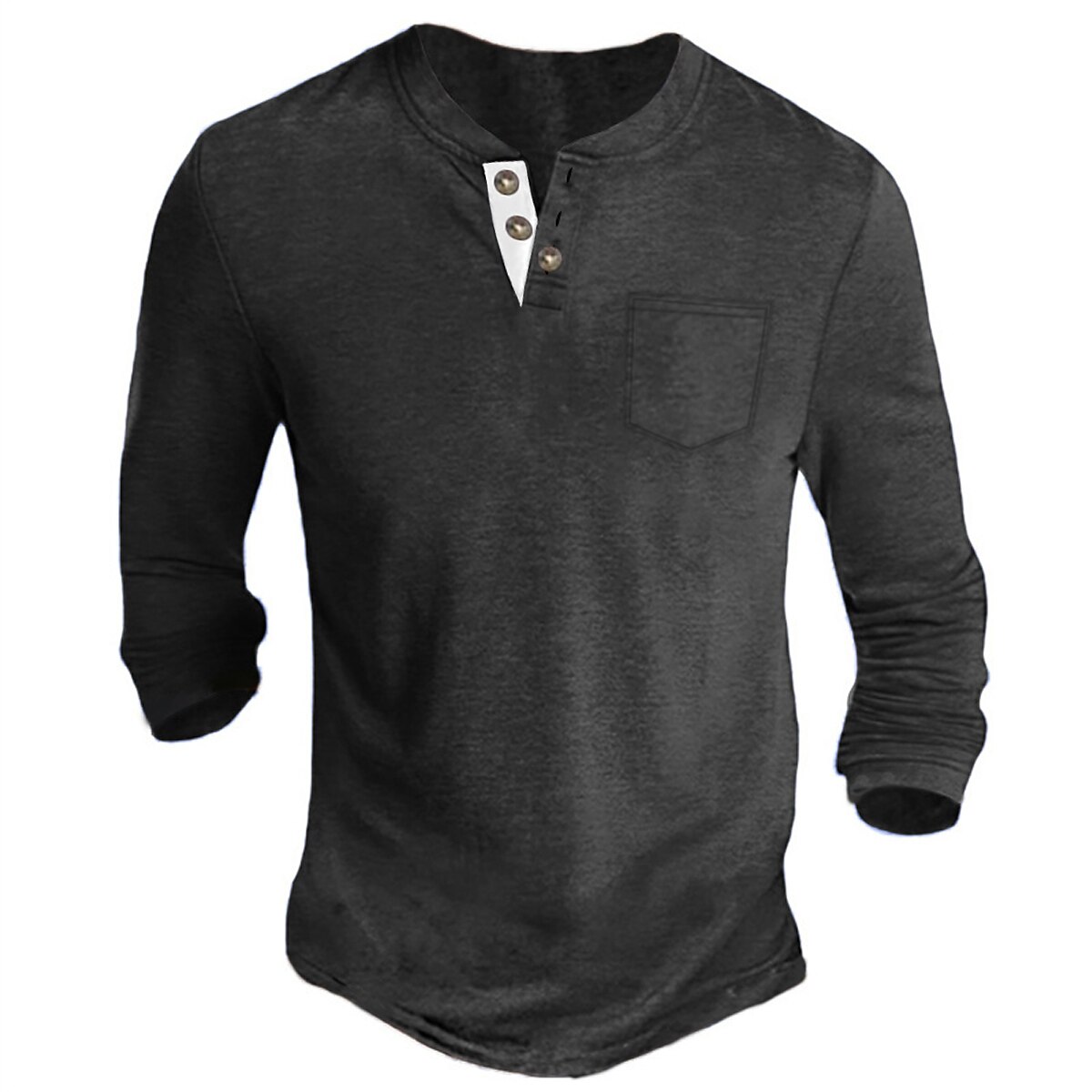 Men's Henley Shirt Tee Long Sleeve Shirt Plain Henley Casual Holiday Long Sleeve Button-Down  Comfortable  Top