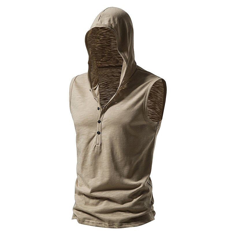 Men's Outdoor Street Casual Fashion Breathable Comfortable Soft Plain Sleeveless Hooded Vest