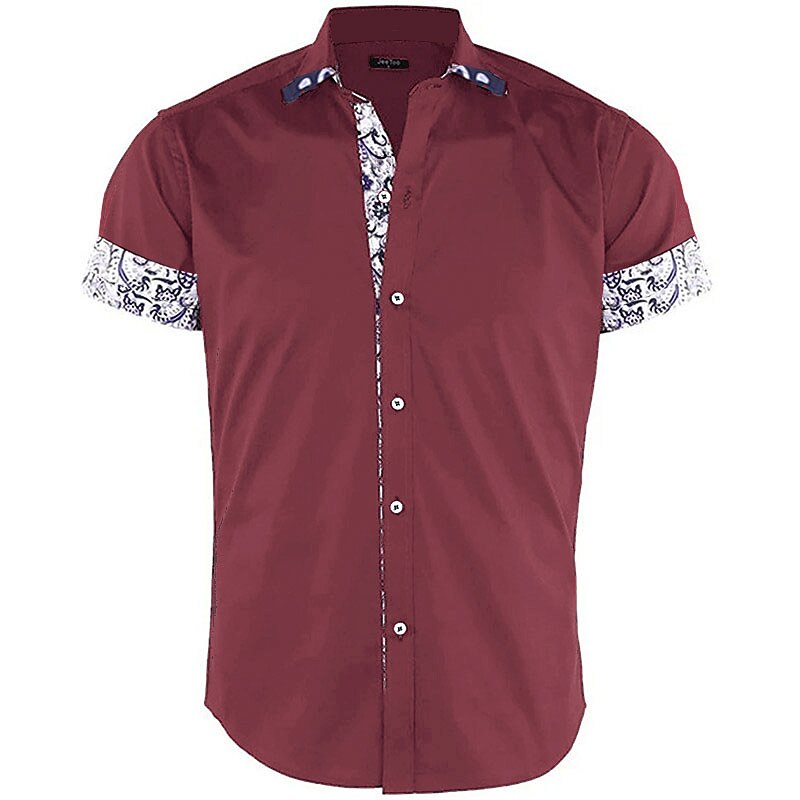 Men's Outdoor Casual Fashion Classic Comfortable Breathable Light Floral Short Sleeve Shirt