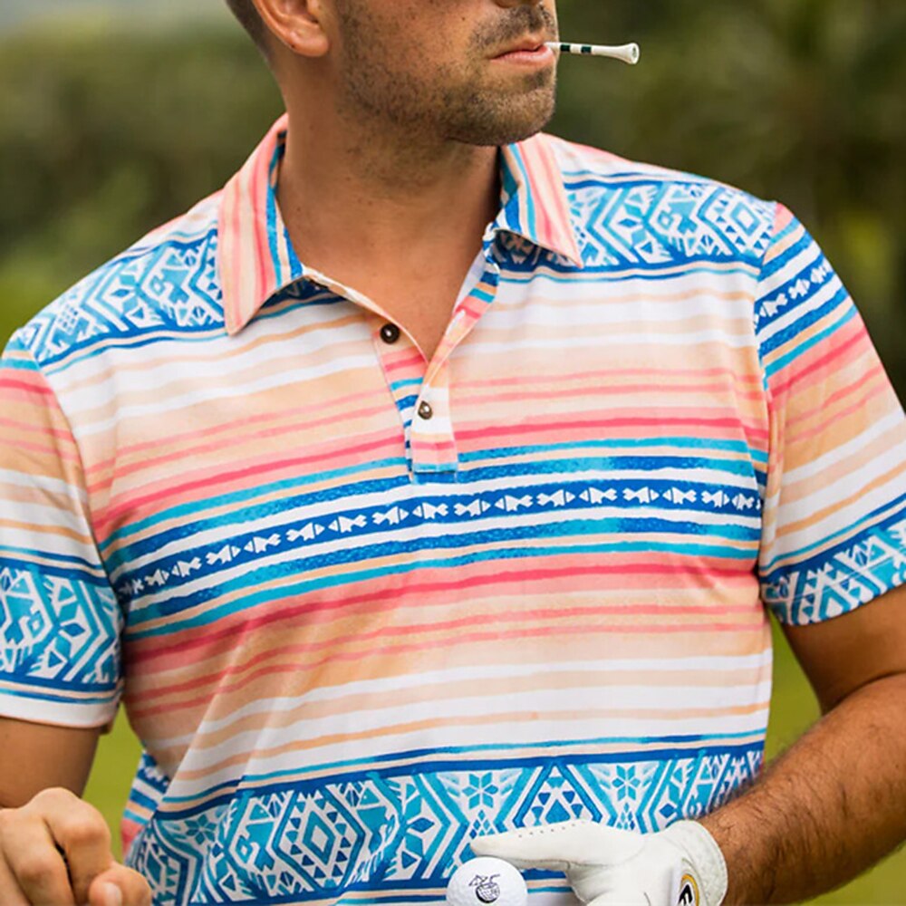 Men's Women's Matching polo Polo Shirt Golf Shirt Breathable Quick Dry Soft TopStripes Summer Spring Gym Workout Golf Badminton