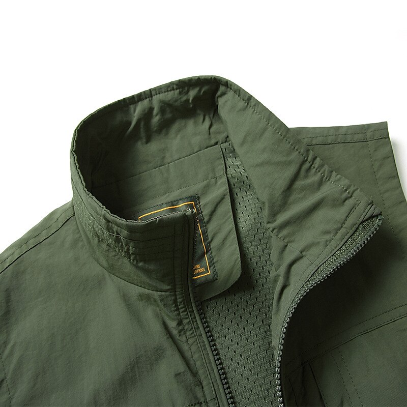 Men's Outdoor Hiking Fishing Climbing Casual Breathable Muti-pockets Zipper Light Plain Stand Collar Sleeveless Gilet