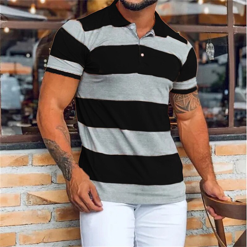 Men's Outdoor Holiday Sport Fashion Casual Breathable Light Comfortable Print Short Sleeve Polo Shirt