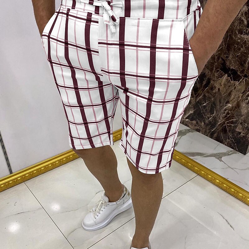 Men's Shorts Bermuda Work Shorts Pocket Plaid Comfort Soft Short  Stylish Simple Micro-elastic Streetwear