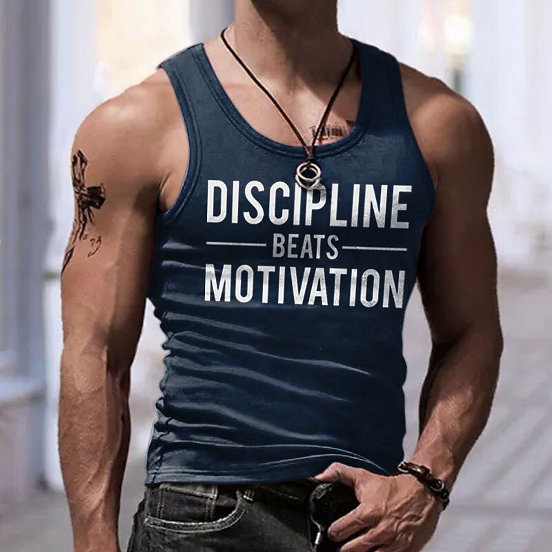 Men's Undershirt Letter Crew Neck Casual Daily Sleeveless Print Cool Casual Top