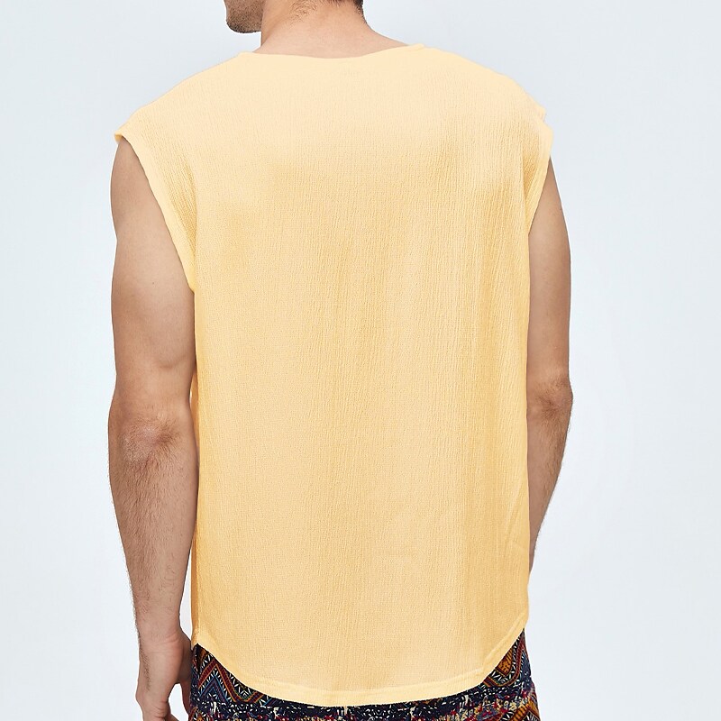 Men's Outdoor Fishing Vacation Casual Breathable Comfortable Light Plain V-neck Sleeveless Shirt
