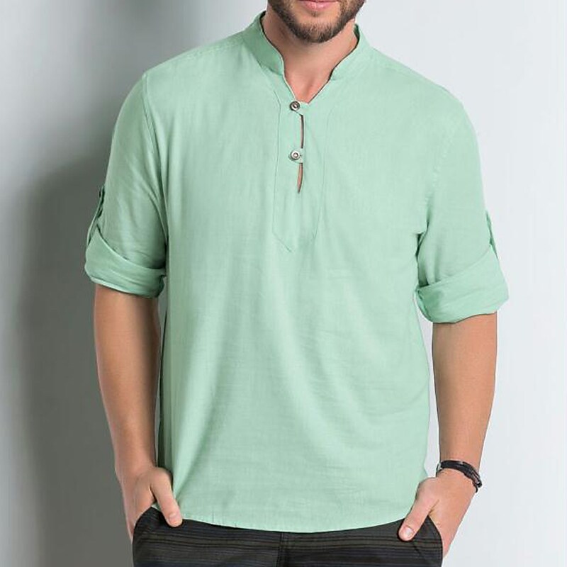 Men's Outdoor Beach Short Sleeve Solid Color Daily Fashion Casual Comfortable Henley Shirt