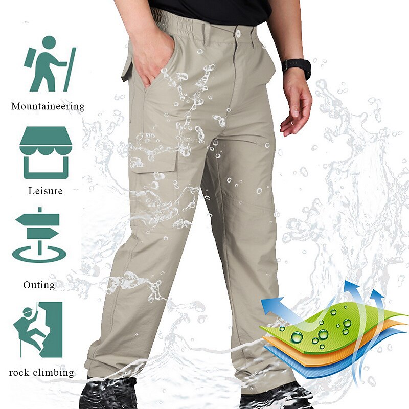 Men's Waterproof Work Pants Hiking Cargo Pants Tactical Pants 6 Pockets Military Summer Outdoor Ripstop Water Resistant Quick Dry Multi Pockets Zipper Pocket Elastic Wais