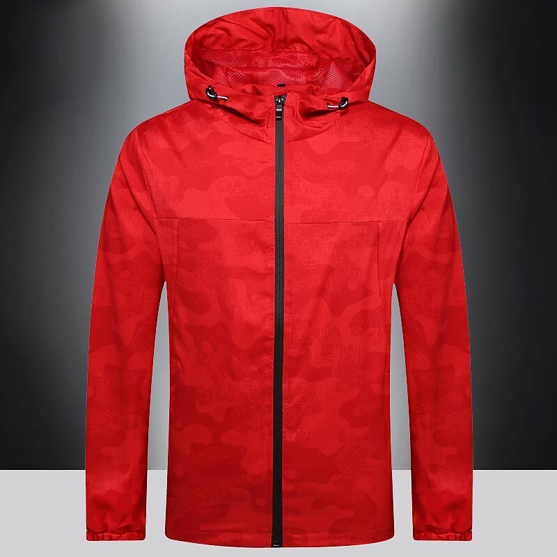 Men's Outdoor Hiking Camping Skiing Climbing Wind Proof Breathable Comfortable Camo Hooded Long Sleeve