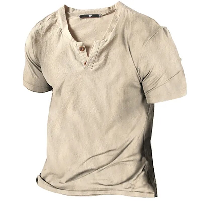 Men's Outdoor Sports Casual Comfortable Breathable Solid Color V-neck Short Sleeves