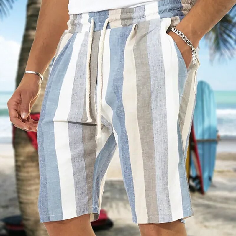 Men's Summer Beach Outdoor Street Fashion Breathable Comfortable Soft Pocket Stripe Shorts