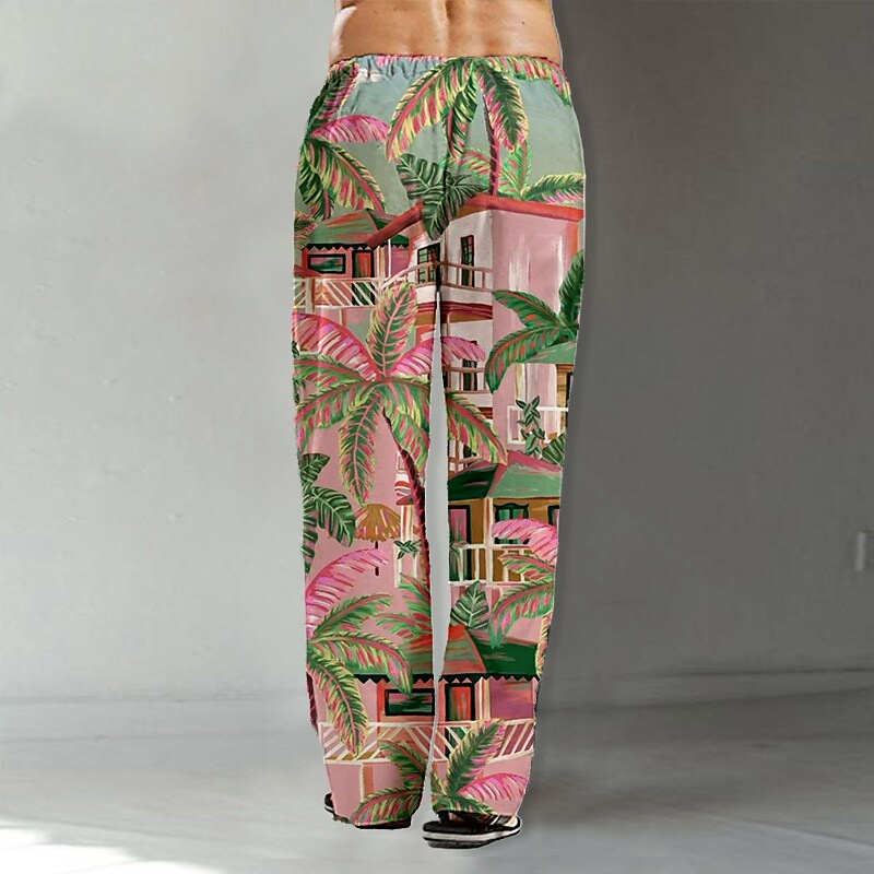 Men's Beach Pants Drawstring Elastic Waist Print Graphic Prints Comfor