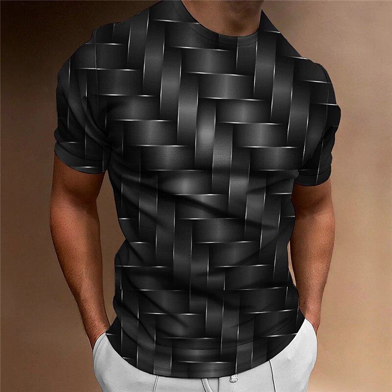 Men's T shirt Tee Graphic Geometric Crew Neck Clothing Apparel 3D Print Outdoor Daily Short Sleeve Print Fashion Designer Vintage