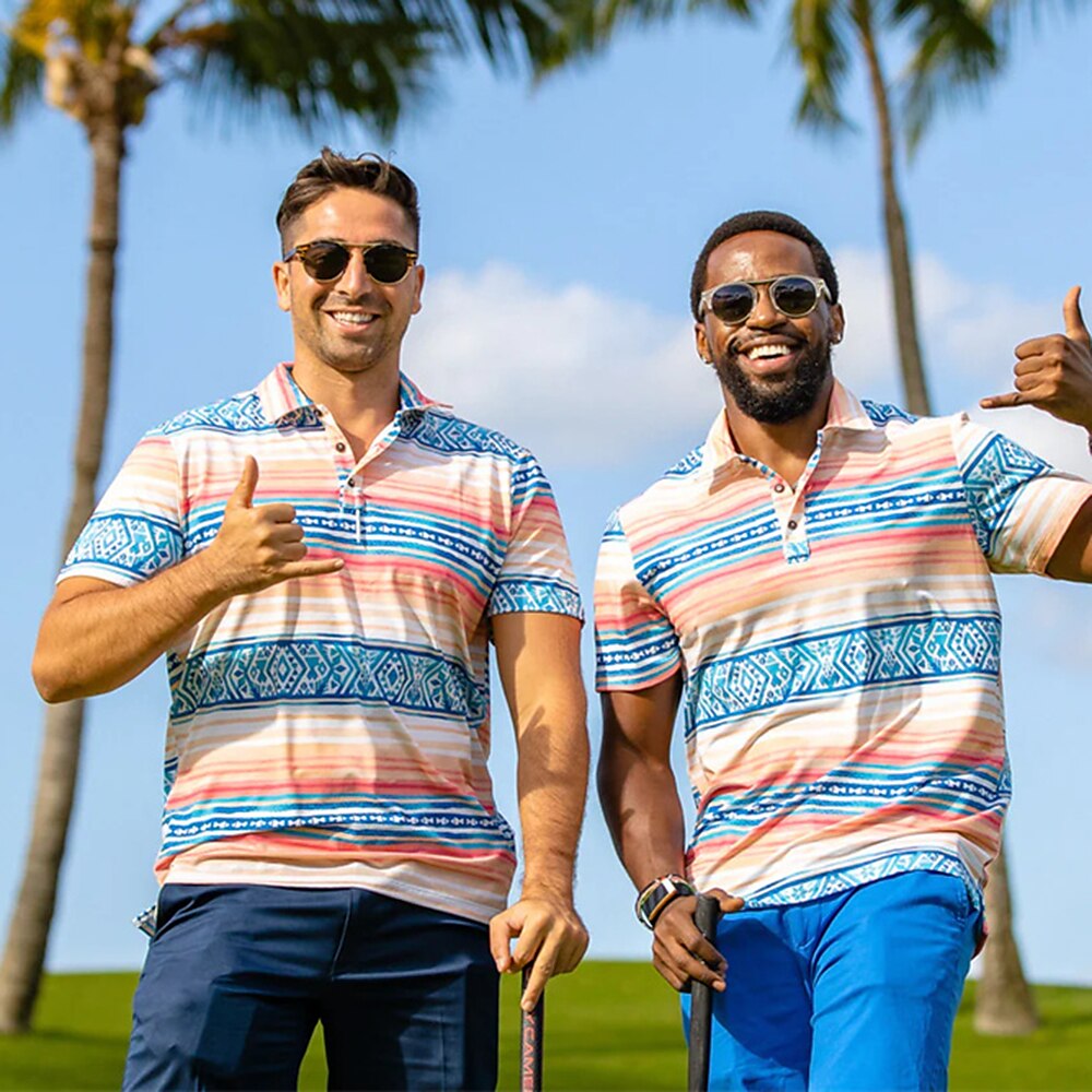 Men's Women's Matching polo Polo Shirt Golf Shirt Breathable Quick Dry Soft TopStripes Summer Spring Gym Workout Golf Badminton