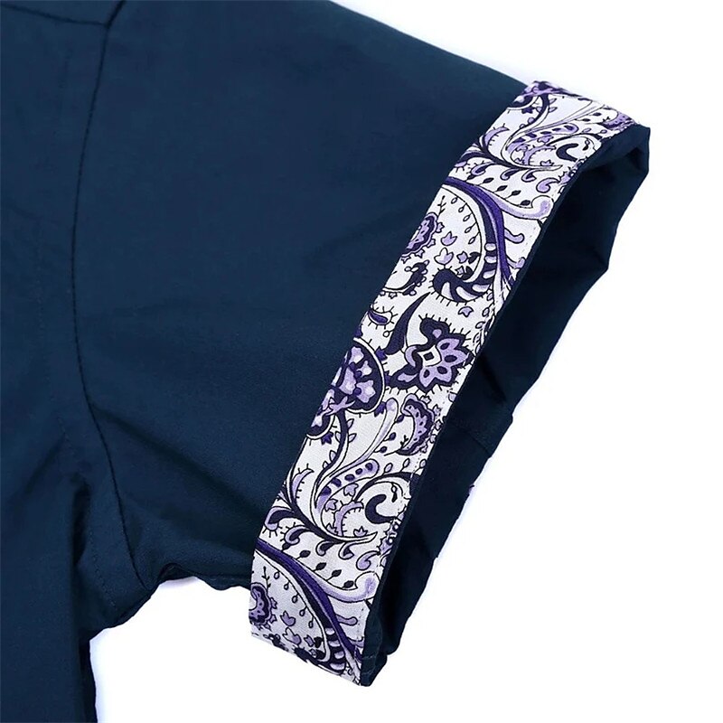 Men's Outdoor Casual Fashion Classic Comfortable Breathable Light Floral Short Sleeve Shirt